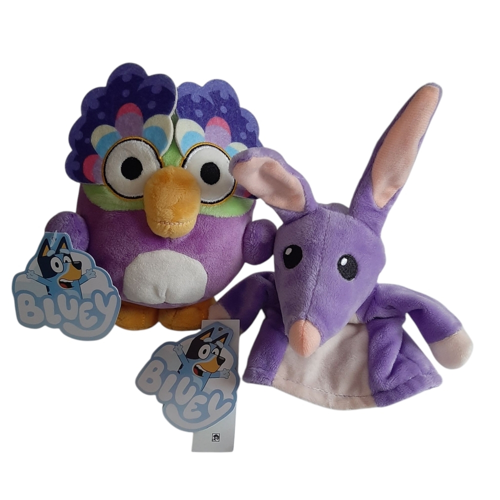 Bluey Friends 6.5" Chattermax & 8" Bob Bilby Plush Hand Puppet Stuffed Animal